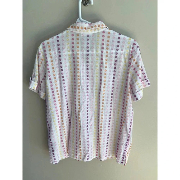 Alfred Dunner Clip Dot Short Sleeve Button Down Shirt Women's Size Small - Picture 8 of 10